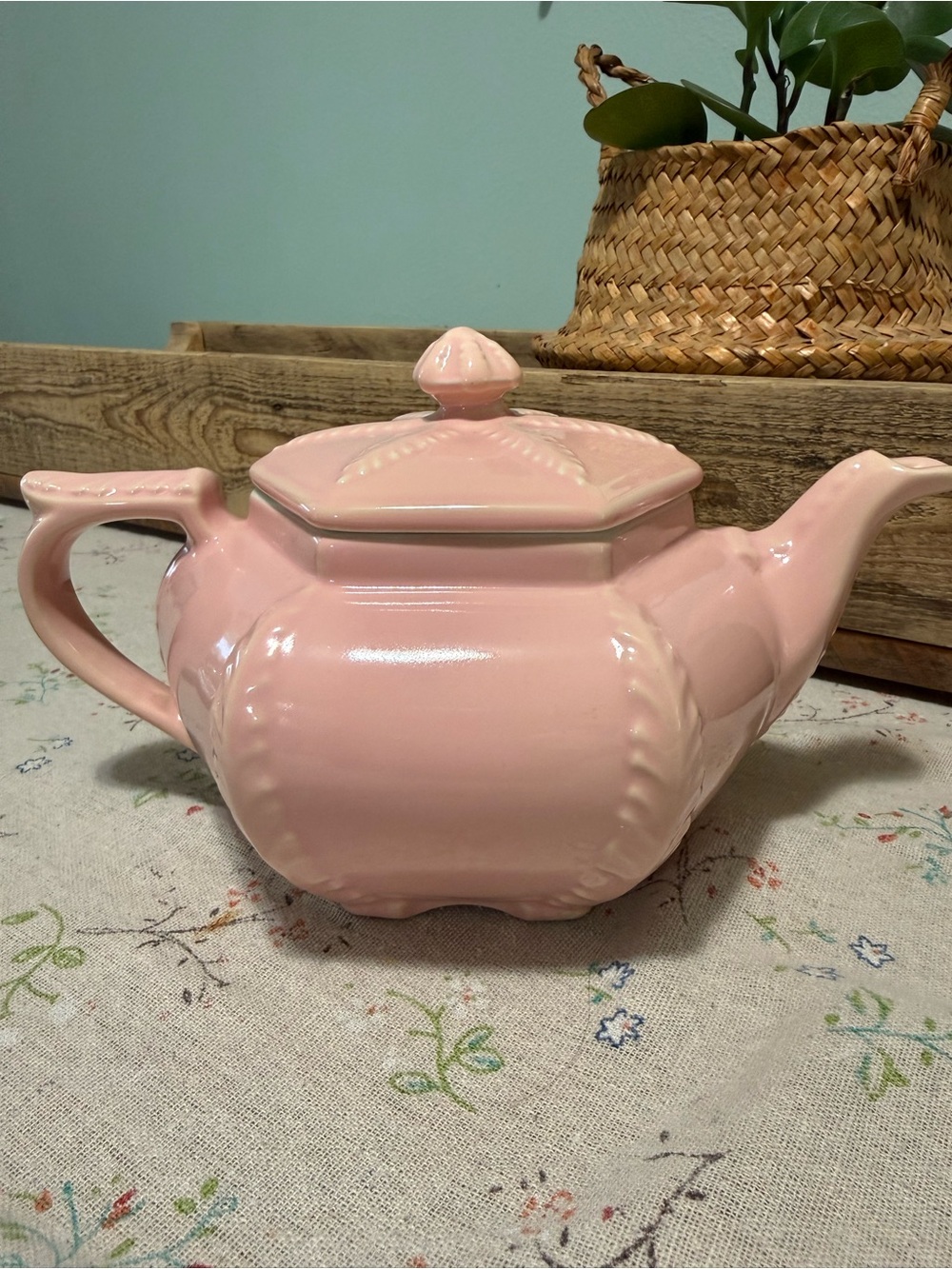 Vintage Hall China Victorian Rose Plume Teapot